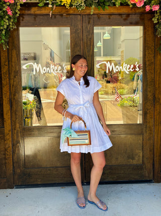 Winnie Dress in White Embroidered