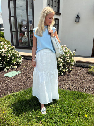 Nicole Embroidered Skirt in White