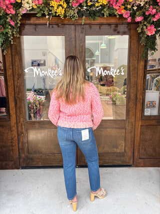 Chunky Twist Raglan Crew in Pink