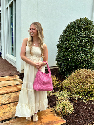 Tiered Smocked Maxi Dress in Pearl