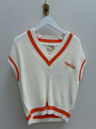 Tennessee Ribbed Vest in Orange and White