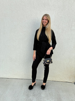 Knit Fitted Dress Pants in Black