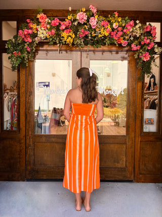 Stella Midi Dress in Bright Orange