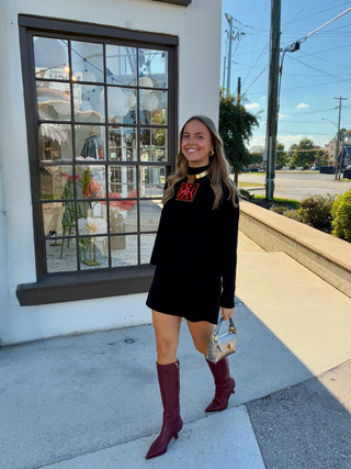 Flared Neck Sweater in Black