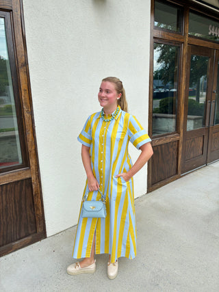 Gibbons Dress in Brimstone Stripe