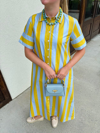 Gibbons Dress in Brimstone Stripe