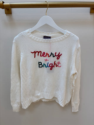 Merry & Bright Embroidered Crew Cotton - Breaker White Multi