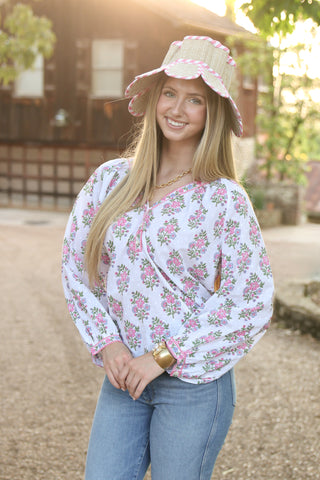 Boho Blouse in Schiffli Folk Posey