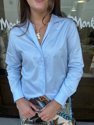 Natalie Sateen Shirt in Blue