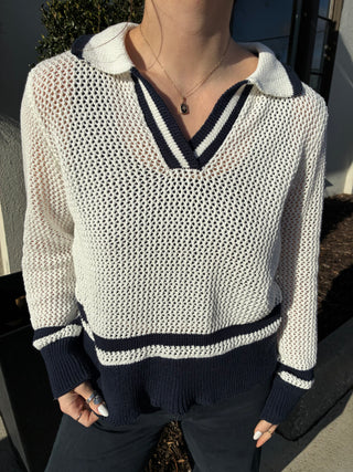 Polo Cropped Sweater in Stripe
