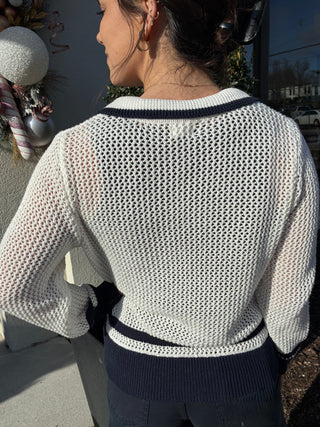 Polo Cropped Sweater in Stripe