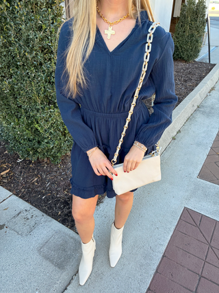 Split Neck Tiered Dress in Galaxy