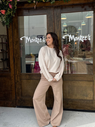 Modal Fancy Sleeve Sweater in Natural