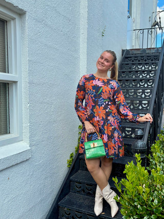 Lightweight Crepe Short Dress in Tigerlily print