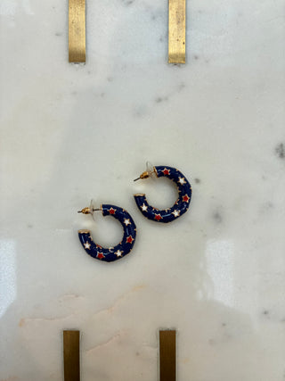 USA hoop earrings with multi-color stars