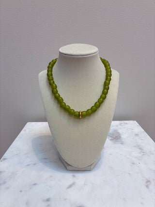 18" Glass Washer Necklace Lime