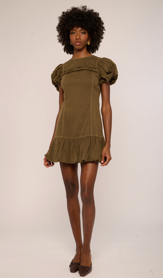 Adele Mini Dress in Ivy Green Denim