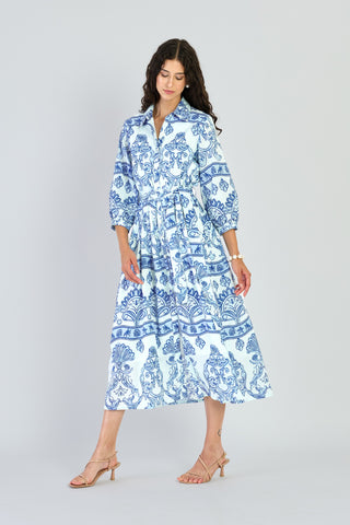 Brie Dress in Fontana Aqua