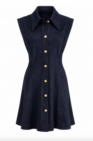 ALBIE DRESS NAVY SUEDE TS