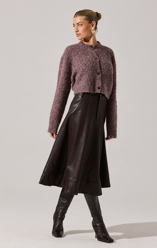 Dark Brown Midi Leather Skirt