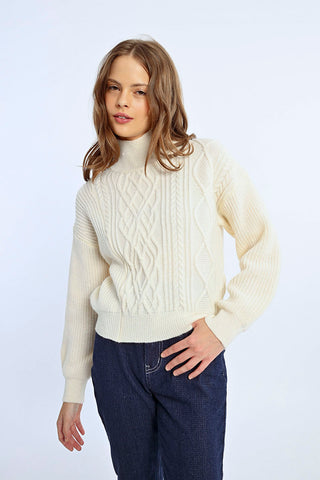 Cable Knit Sweater in Off White