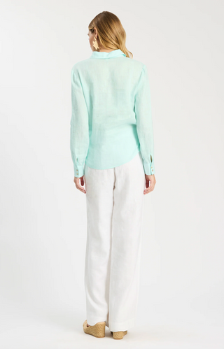Amara Linen Shirt in Bleached Aqua