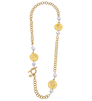 Gold Coin & Pearl Necklace