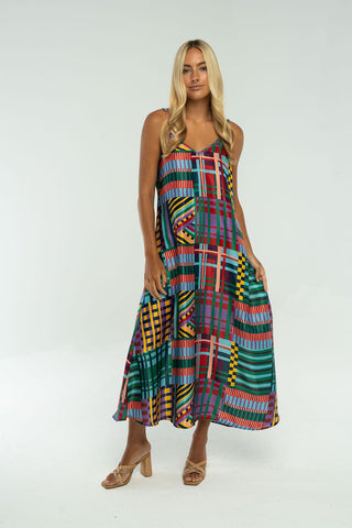 Camille Slip Dress in Jade Green