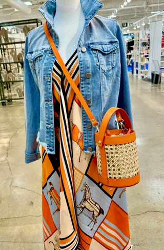 Scarf Dress in Light Blue with Orange Horse
