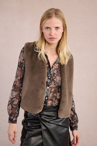 Woven Vest in Dark Khaki