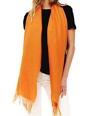 Cashmere Blend Oblong Scarf in Orange