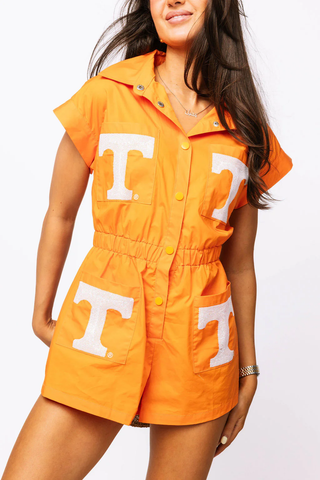 Bright Orange Tennessee Mascot Pocket Romper