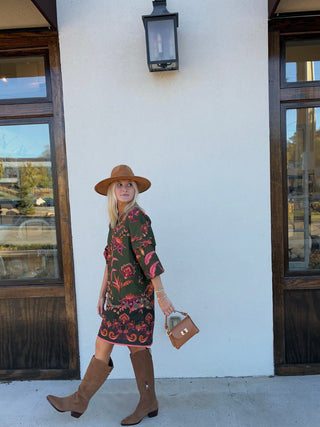 Freya Dress in Olive Trail