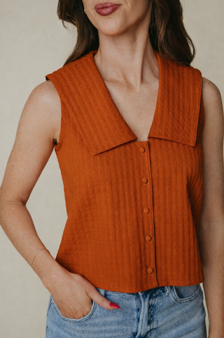 Lynn Top in Orange Textured Fabric