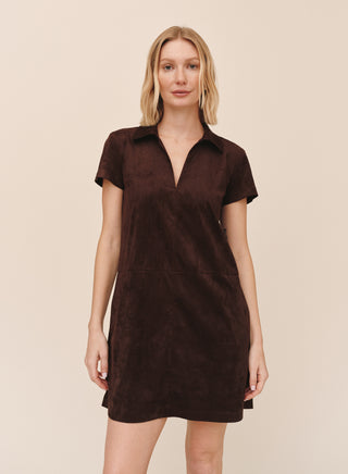 Short Sleeve Pullover Dress in Dark Roast
