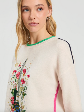 Guitar Embroidered Knitwear in Ecru