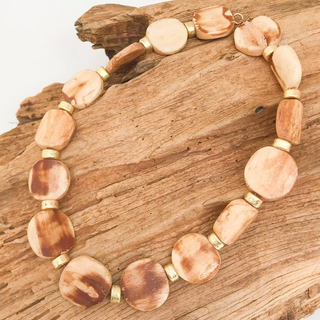 Tribal Disc Necklace in Tan