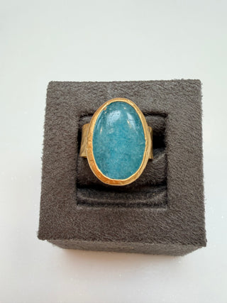 The Thea LUXE Adjustable Chunk Bezel Ring Turquoise