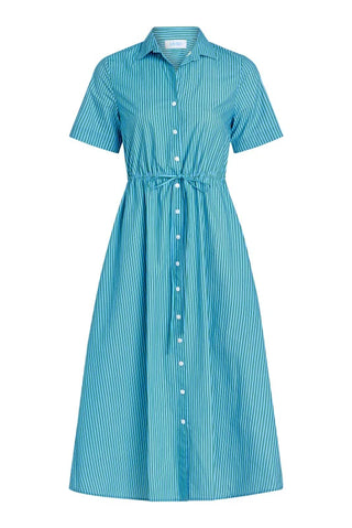 Sutton Dress in Cedar Pinstripe