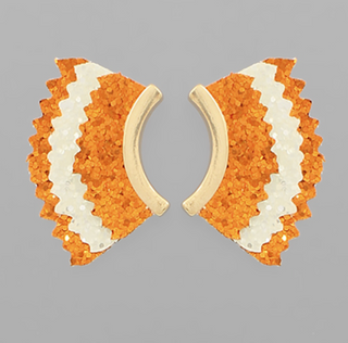 Glitter Wing Earrings-Orange