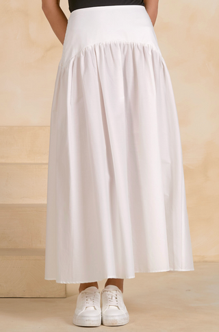 Drop Waist Maxi Skirt in White