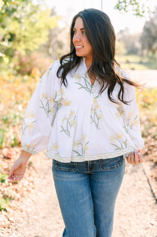 Yellow floral blouse