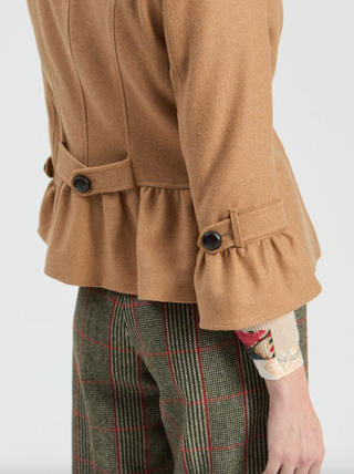 Ruffle Sleeve Jacket in Beige Tweed