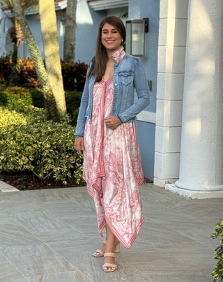 Scarf Dress in Pink Toile