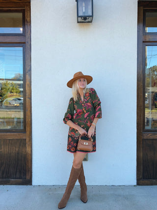 Freya Dress in Olive Trail