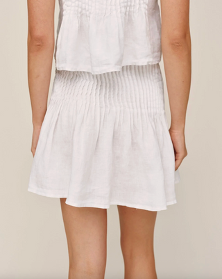Pintuck Mini Skirt in White