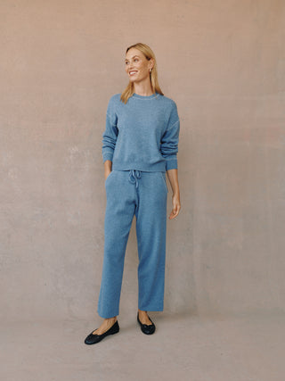 Stitched Blue Pants in Sweater Set