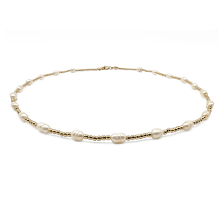 Rice Pearl Patterned 2mm 14k Gold Filled Waterproof Necklace