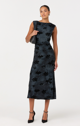 Classy Floral Black Maxi Dress with Low Tie Back