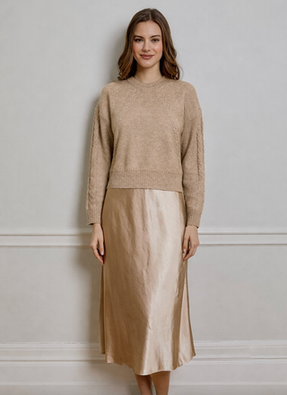 Bee Sweater Dress Combo in Almond